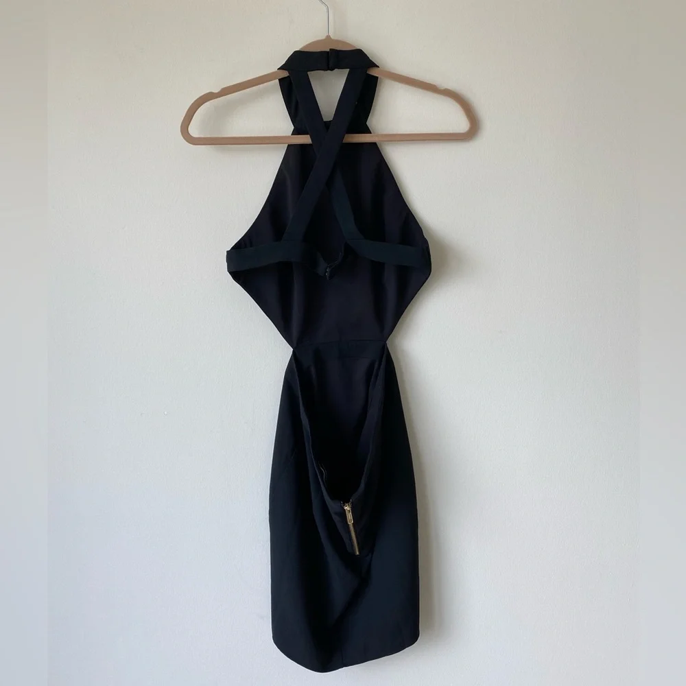 Black Backless Halter Sheath Dress - Picture 3 of 5